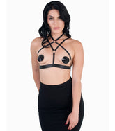 Love In Leather Cross Over Style Sexy Bralette - Default Title - Her Fetish
